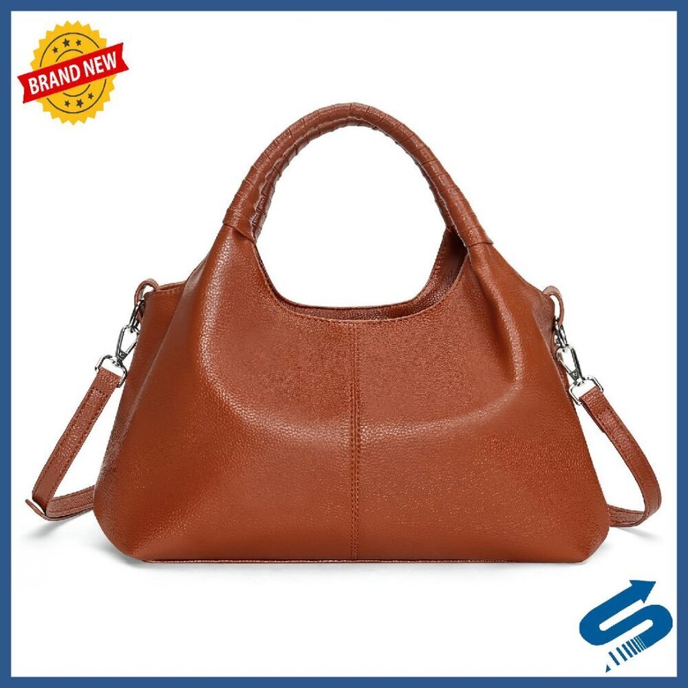 Medium PU Leather Crossbody Shoulder Bag with Top Handle & Adjustable Strap